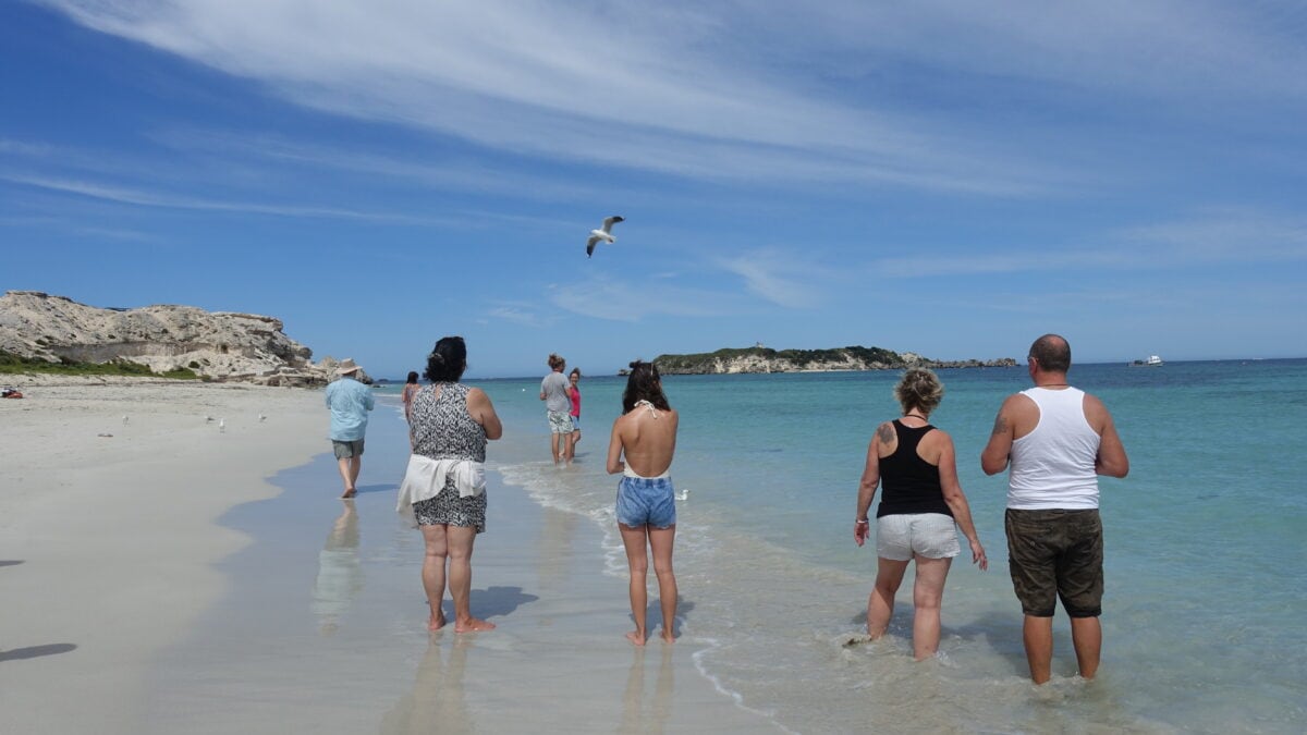 Menschengruppe an der Hamelin Bay in Australien