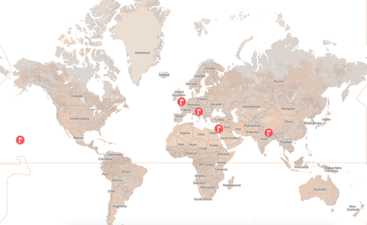 Bucketliste von Julia als Landkarte