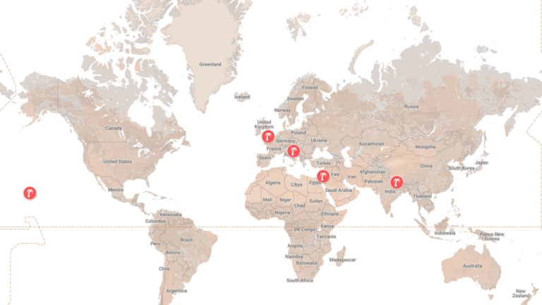 Bucketliste von Julia als Landkarte