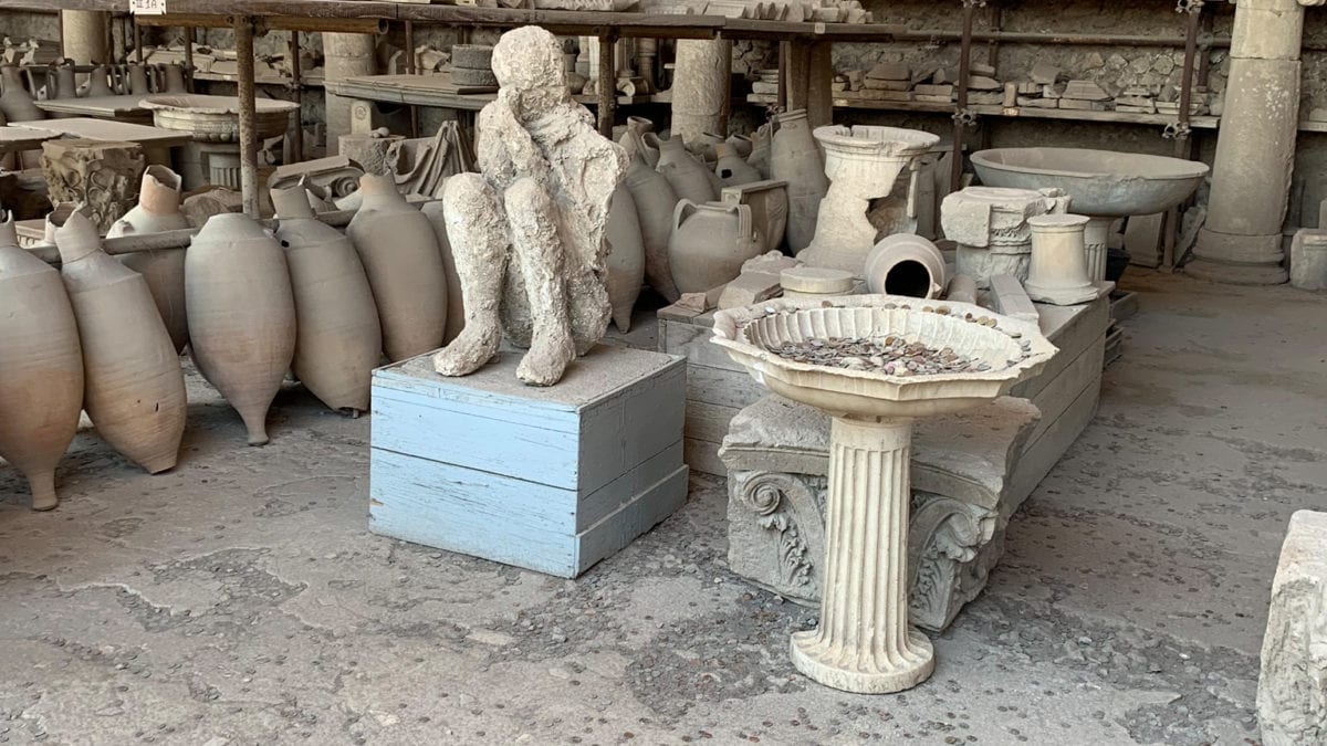 Gipsabdruck einer Toten in Pompeji