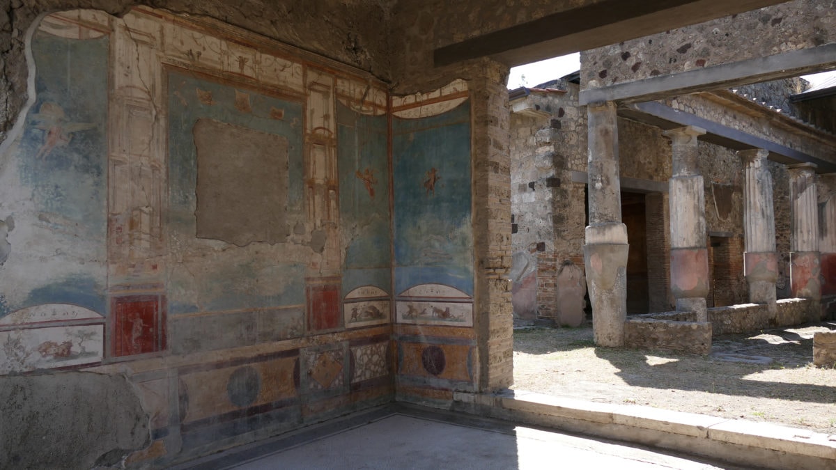 Wandmalerei in einer Villa in Pompeji