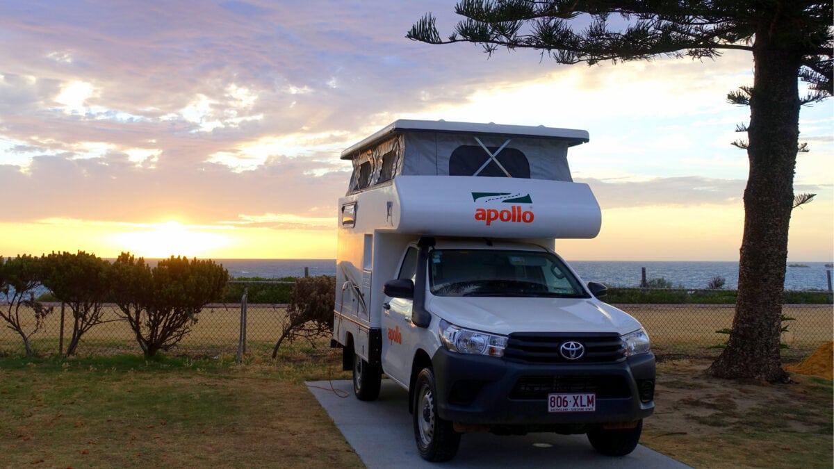 Erster Stop: Der Campingplatz Sunset Village am Burns Beach unweit von Perth