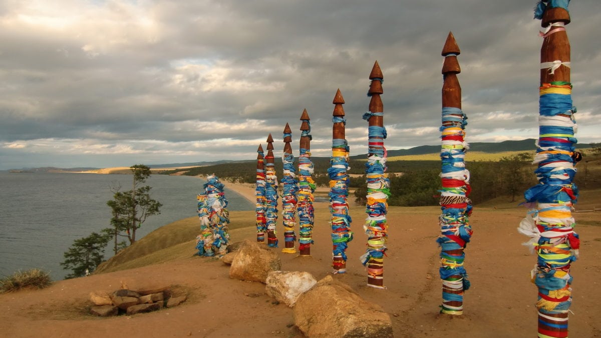 Schamanenkult auf Olkhon Island im Baikalsee in Russland